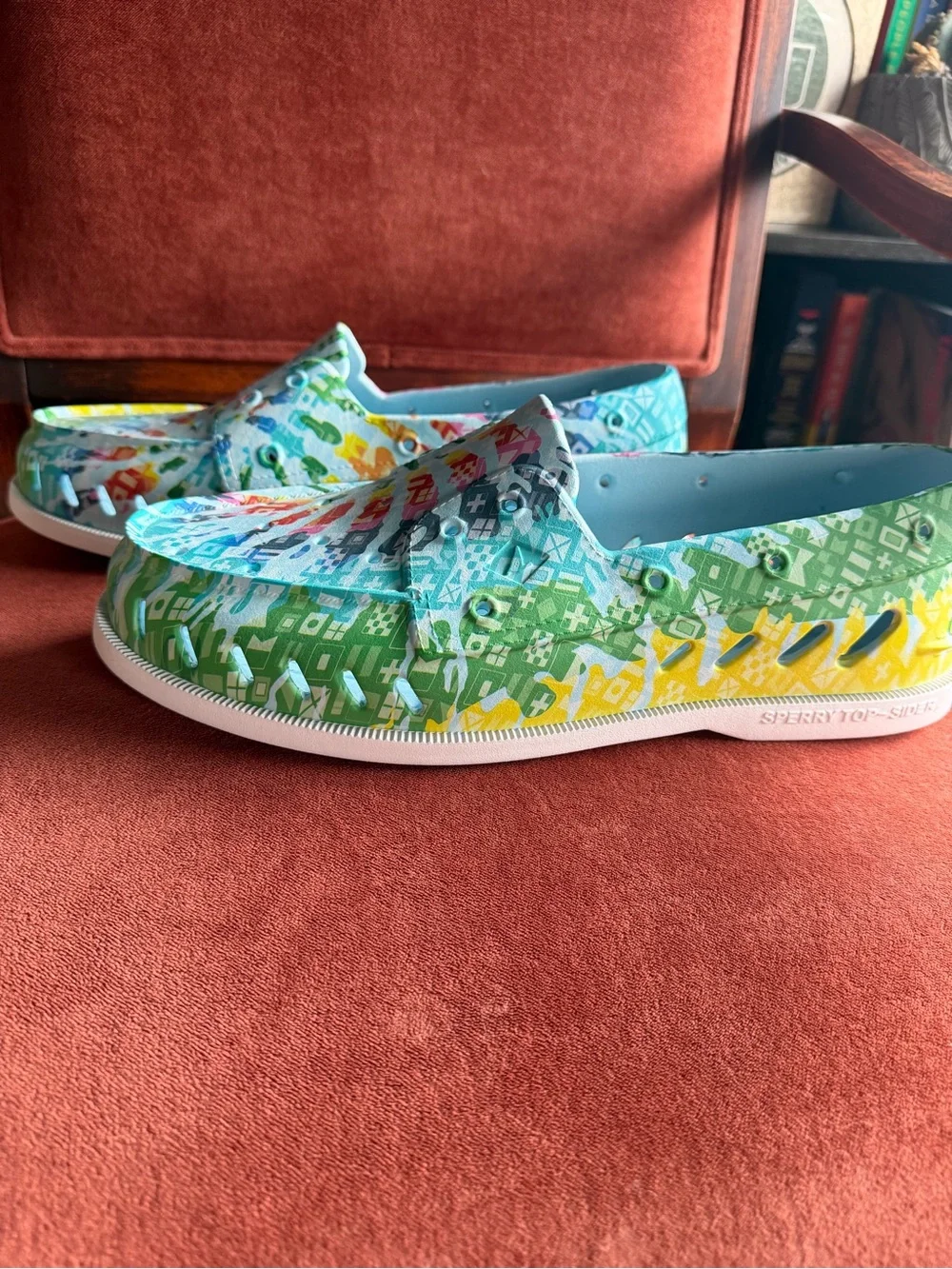 Sperry Multicolor Patterned Boat Shoes - Blue, Green, Yellow, Red